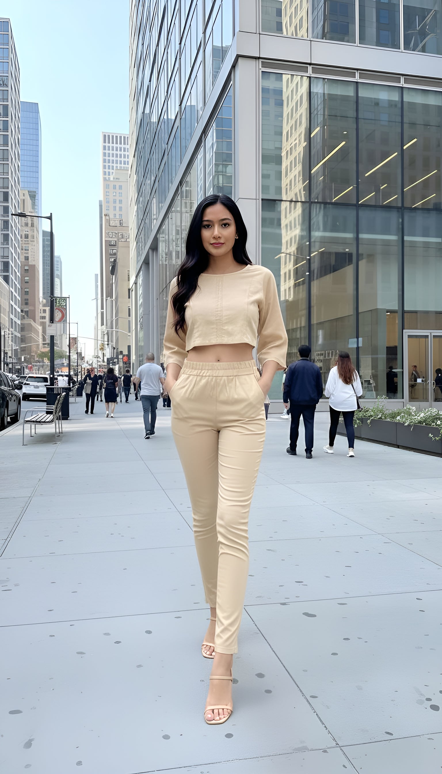 Stretchy Leggings Pant-Beige